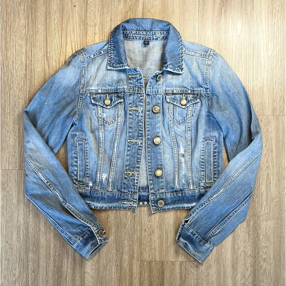 American Eagle Outfitters Jackets & Blazers - American Eagle Denim Jacket S/P – Cropped Distressed Light Wash Jean Jacket